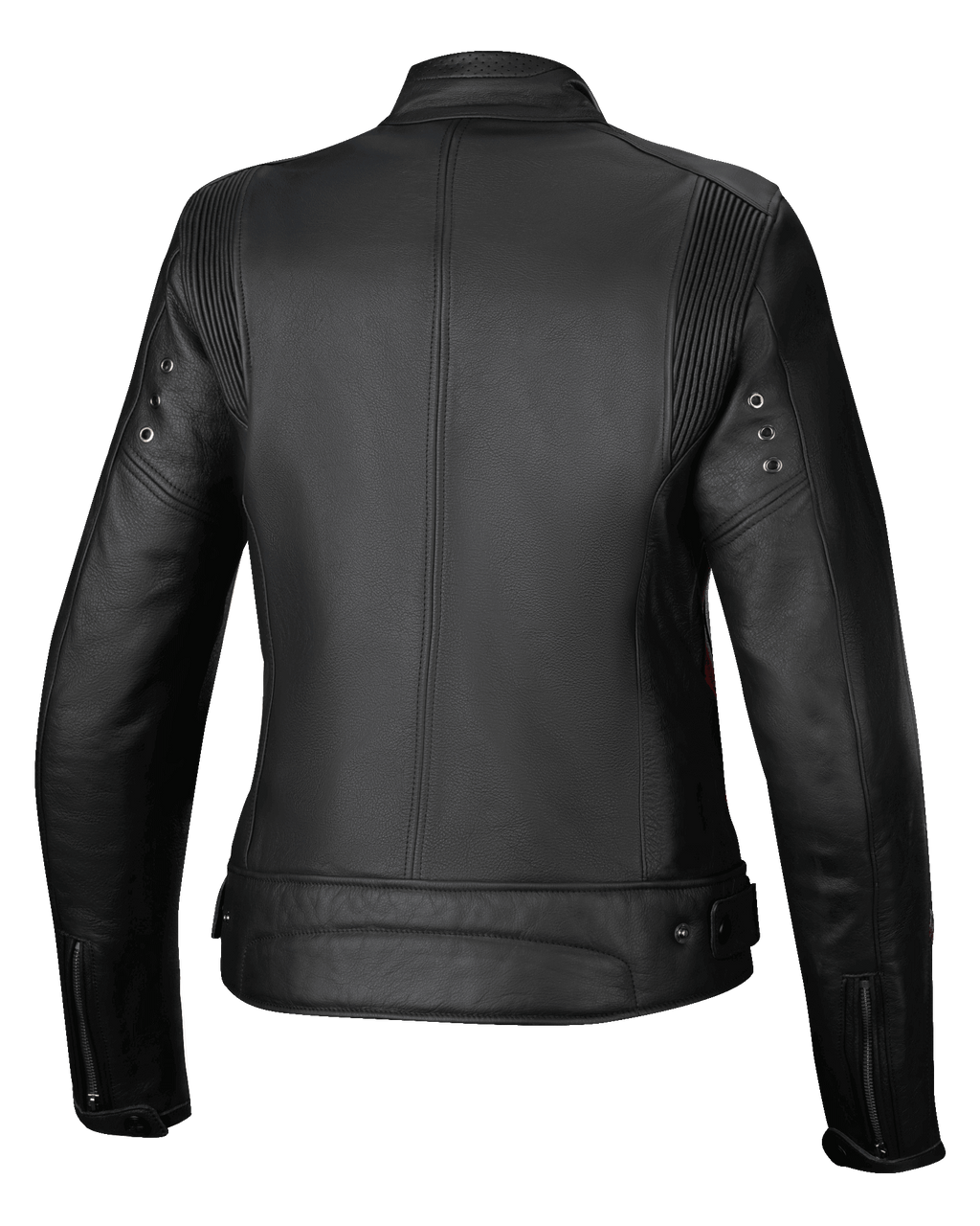 Alpinestars Giacca In Pelle Stella Dyno, giacca da moto urbana da donna, vista posteriore, nera con dettagli rossi, struttura in pregiata pelle bovina