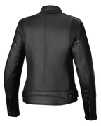 Alpinestars Giacca In Pelle Stella Dyno, giacca da moto urbana da donna, vista posteriore, nera con dettagli rossi, struttura in pregiata pelle bovina