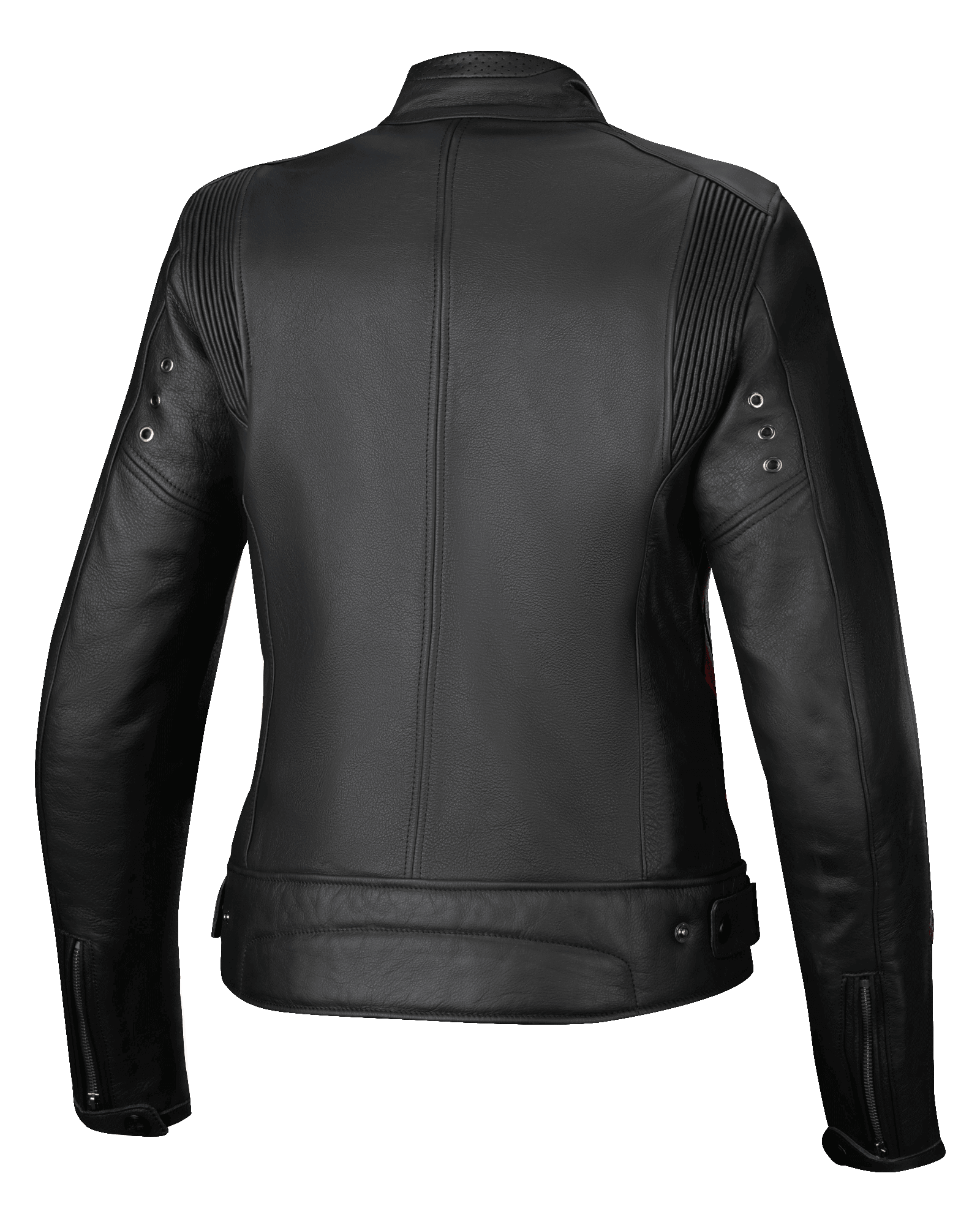 Alpinestars Giacca In Pelle Stella Dyno, giacca da moto urbana da donna, vista posteriore, nera con dettagli rossi, struttura in pregiata pelle bovina