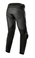 Alpinestars Pantaloni in Pelle Missile V3 - Corti, nero, vista posteriore con costruzione a vita alta, zone elasticizzate in pelle a soffietto sopra il ginocchio e pannelli elastici sul polpaccio per una maggiore mobilità, abbigliamento da moto in pregiata pelle bovina per corse su strada