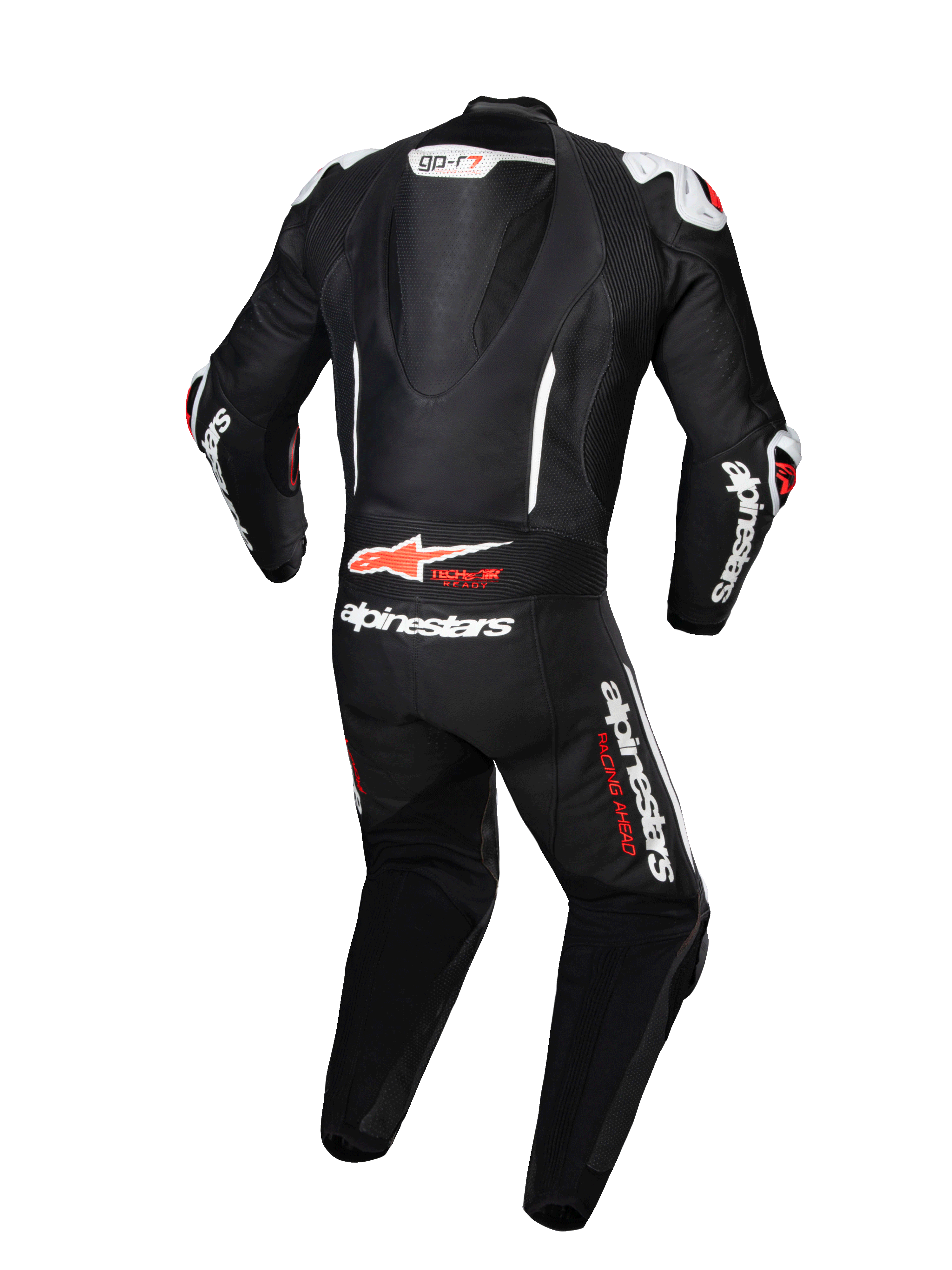 Alpinestars Tuta In Pelle GP-R7 1 Pezzo, tuta da corsa uomo, nera e bianca, pelle, gobba aerodinamica e Tech-Air Ready.