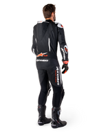 Alpinestars tuta in pelle GP-R7 1 pezzo, tuta da corsa uomo, nero e rosso fluo, con gobba aerodinamica e logo Tech-Air Ready