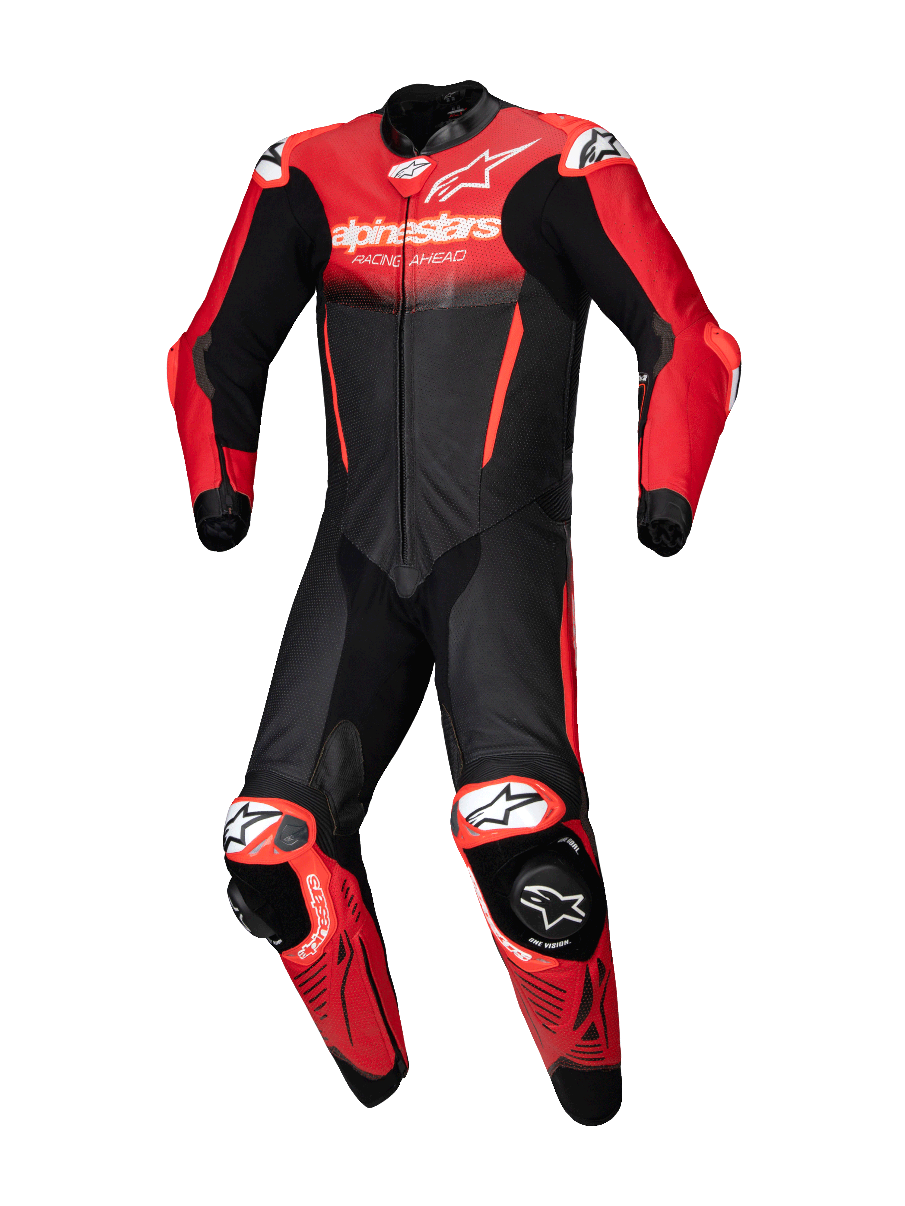Alpinestars tuta in pelle GP-R7 1 Pezzo, tuta da moto racing da uomo, nera e rossa, in pelle bovina, certificata CE AAA