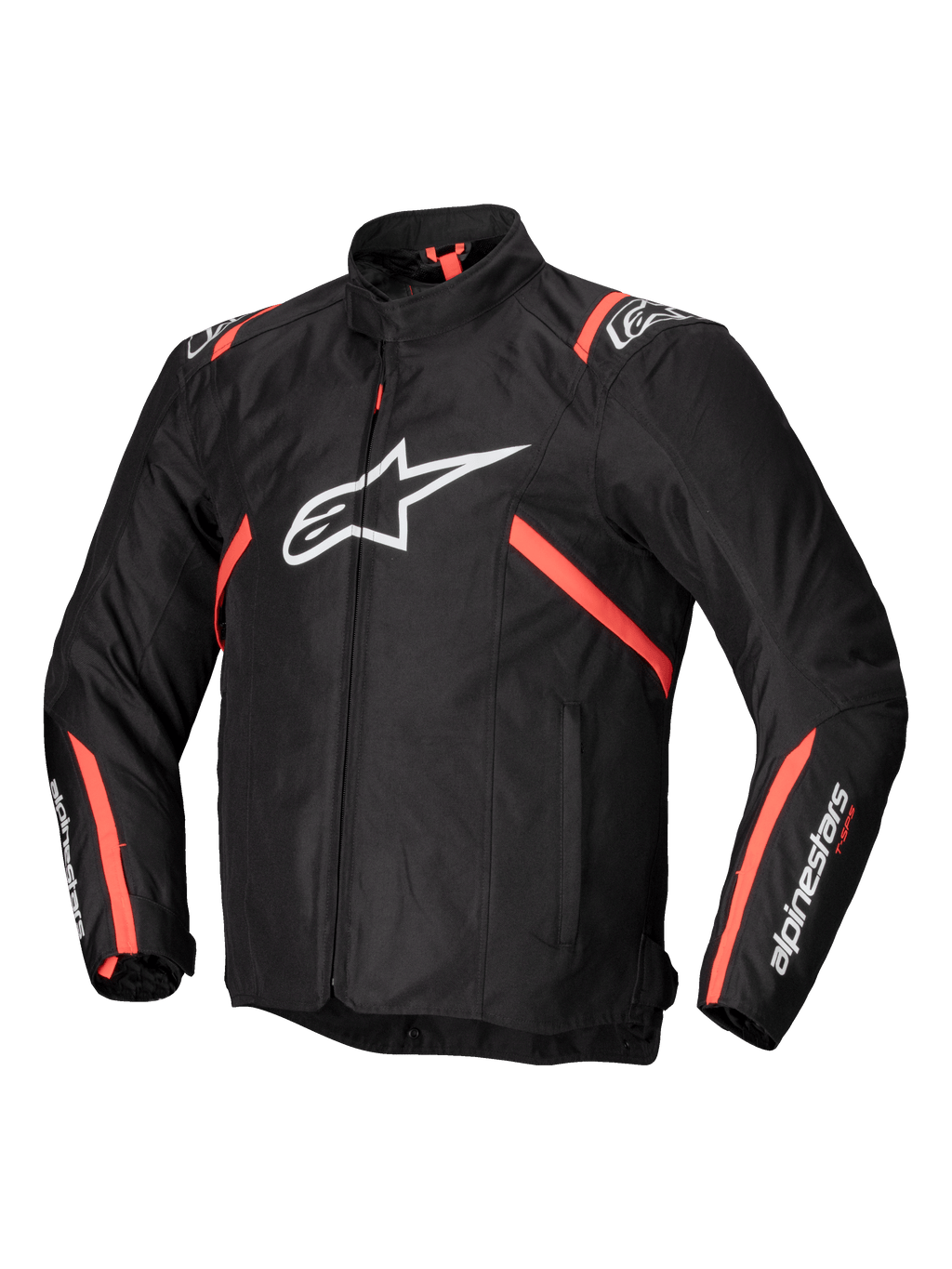 Alpinestars Giacca T-SPS V2 Impermeabile, giacca da moto in tessuto da uomo, nera con dettagli bianchi e rosso fluo, impermeabile e certificata CE