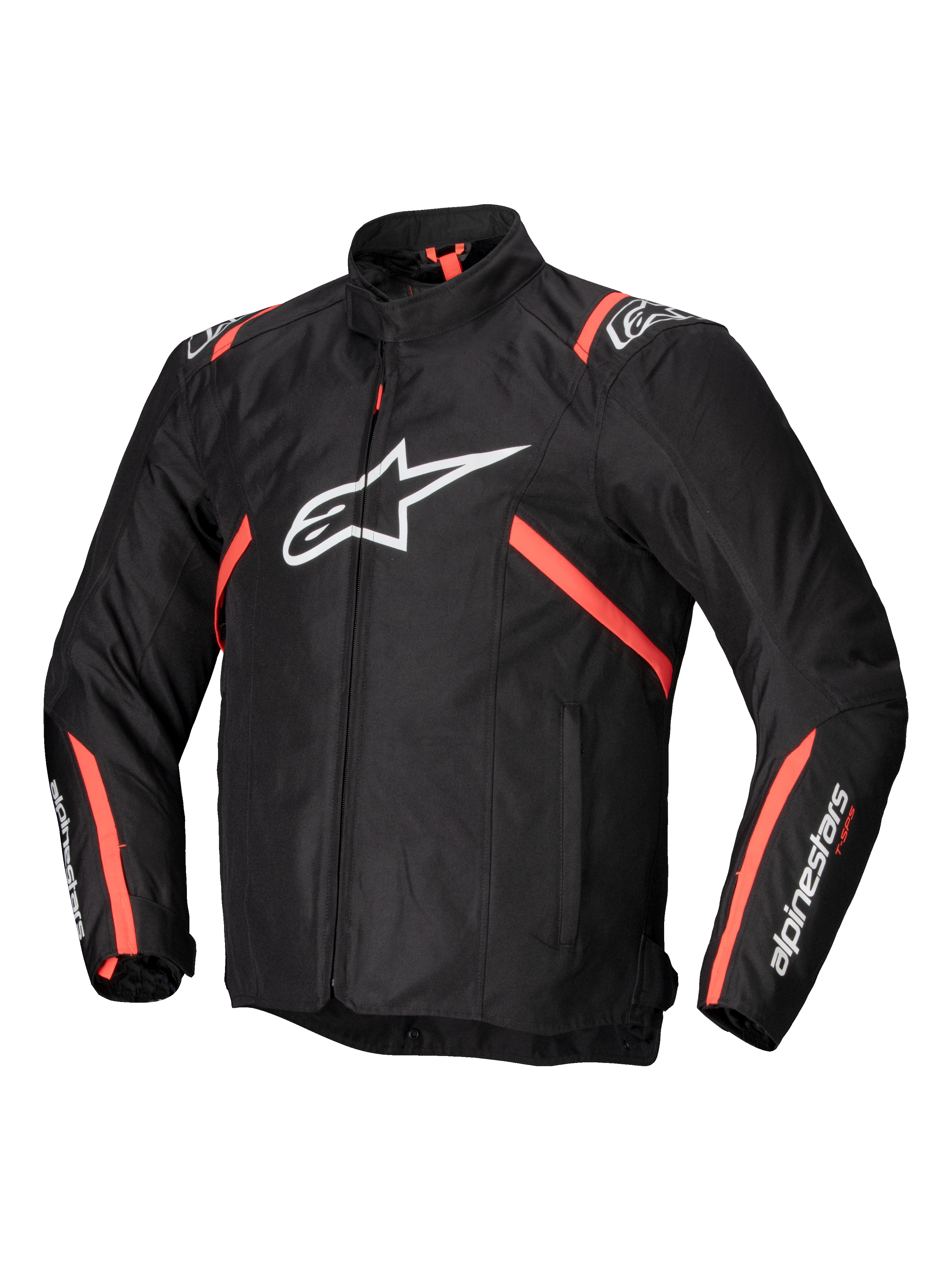 Alpinestars Giacca T-SPS V2 Impermeabile, giacca da moto in tessuto da uomo, nera con dettagli bianchi e rosso fluo, impermeabile e certificata CE