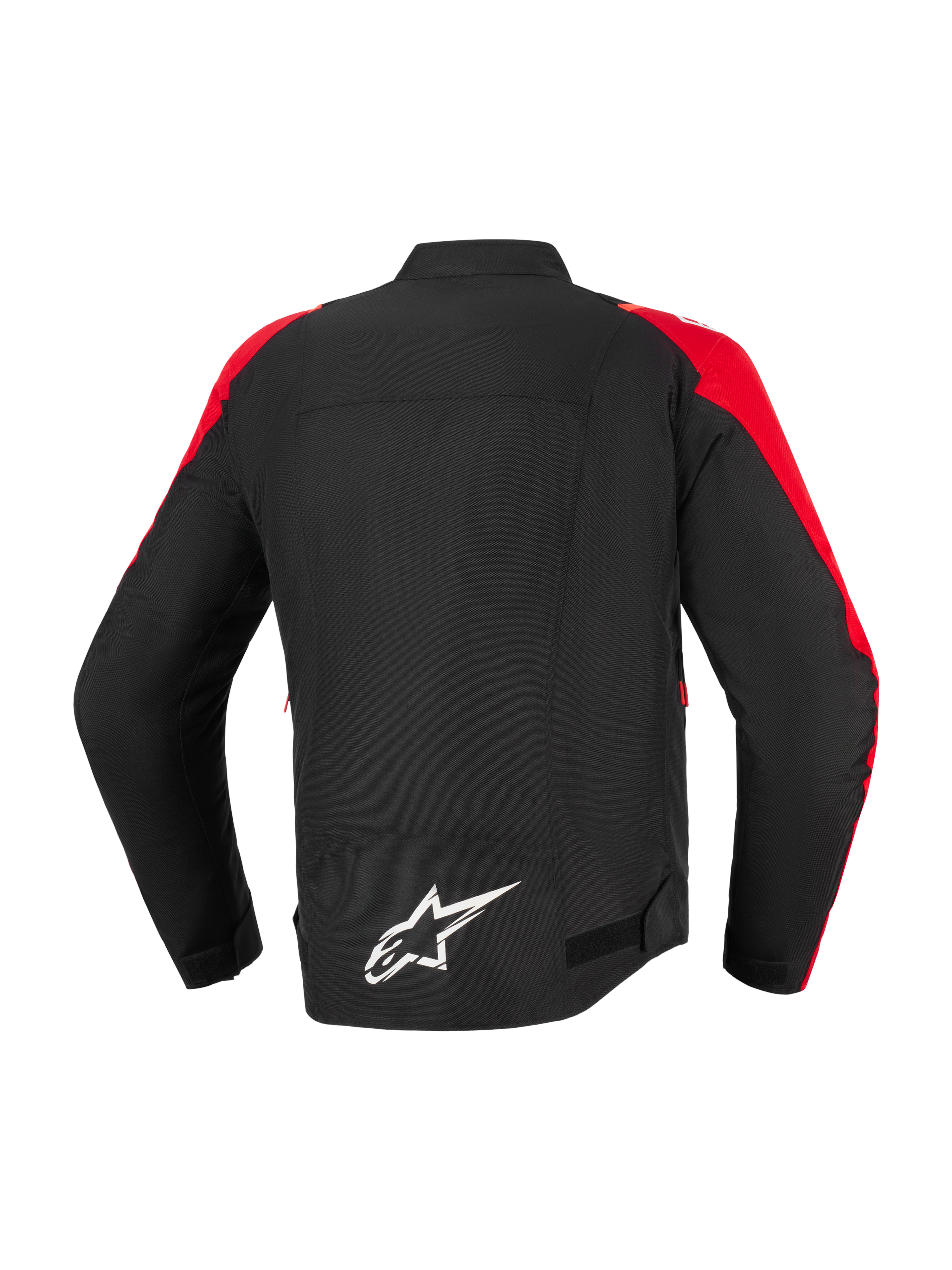 Alpinestars Giacca Impermeabile T-SPS V2, giacca da moto, nera con accenti rossi, vista posteriore con logo Alpinestars bianco sulla parte bassa della schiena, design in tessuto con taglio sportivo per guida urbana e stradale