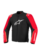 Alpinestars T-SPS V2 Waterproof Jacket, nero e rosso fluo, giacca da moto in tessuto, con logo Alpinestars bianco sul petto e scritte bianche sulle maniche, design dal taglio sportivo ispirato alle corse