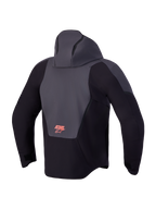 Alpinestars Aeroshell Wp Giacca, giacca da moto impermeabile con cappuccio, vista posteriore, nero e grigio scuro con dettaglio del logo