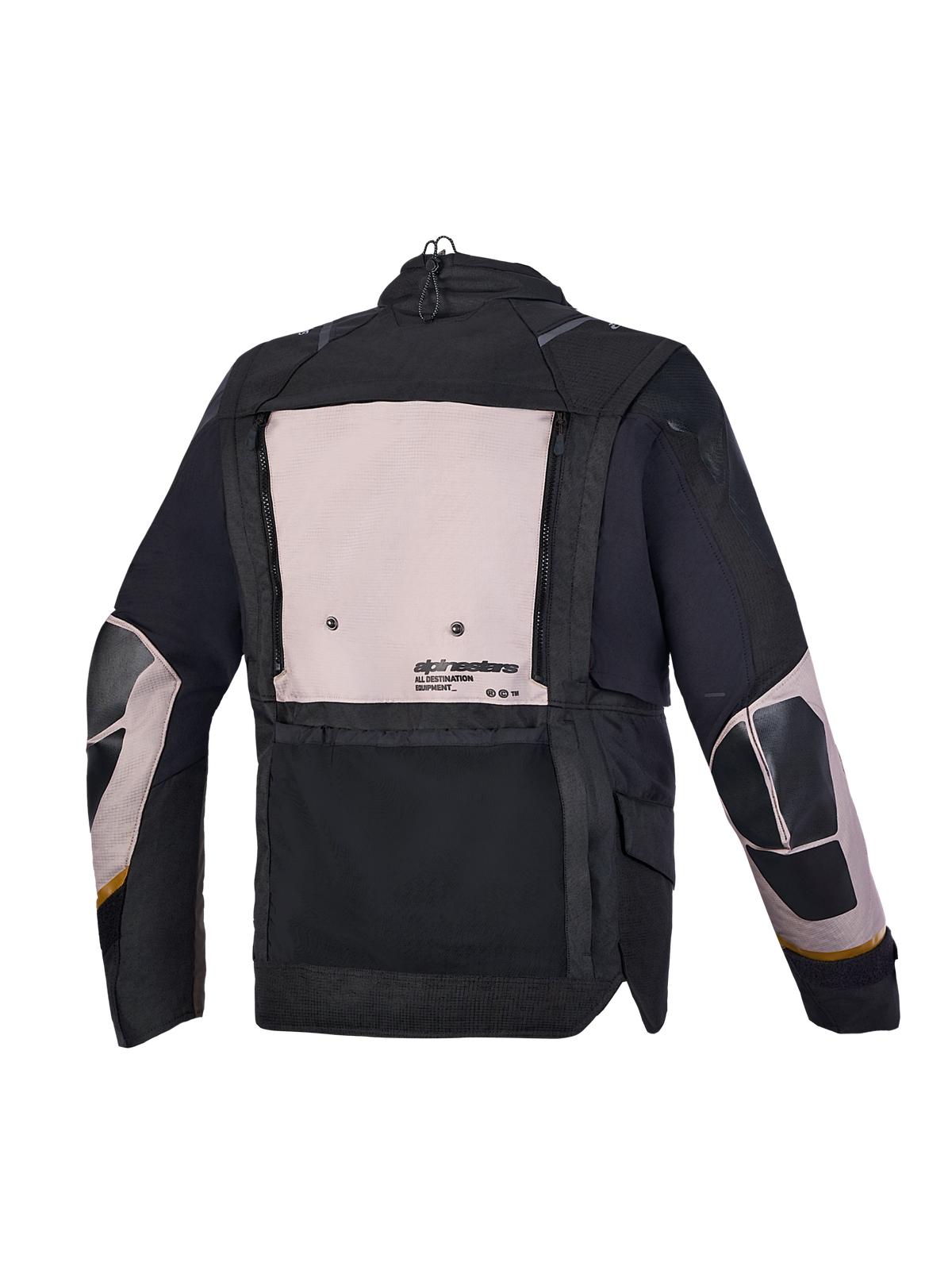 Alpinestars Harok V 2 Drystar Giacca, giacca da moto adventure all-terrain, alluminio, marrone e nera, vista posteriore con pannelli di ventilazione modulari e dettagli protettivi