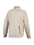 Alpinestars Borrego Drystar® Jacket, giacca da moto, grigio caldo, vista posteriore con un ampio scomparto posteriore con cerniera, costruzione in robusta tela tessile con logo Alpinestars sulla spalla, design pronto per l'avventura