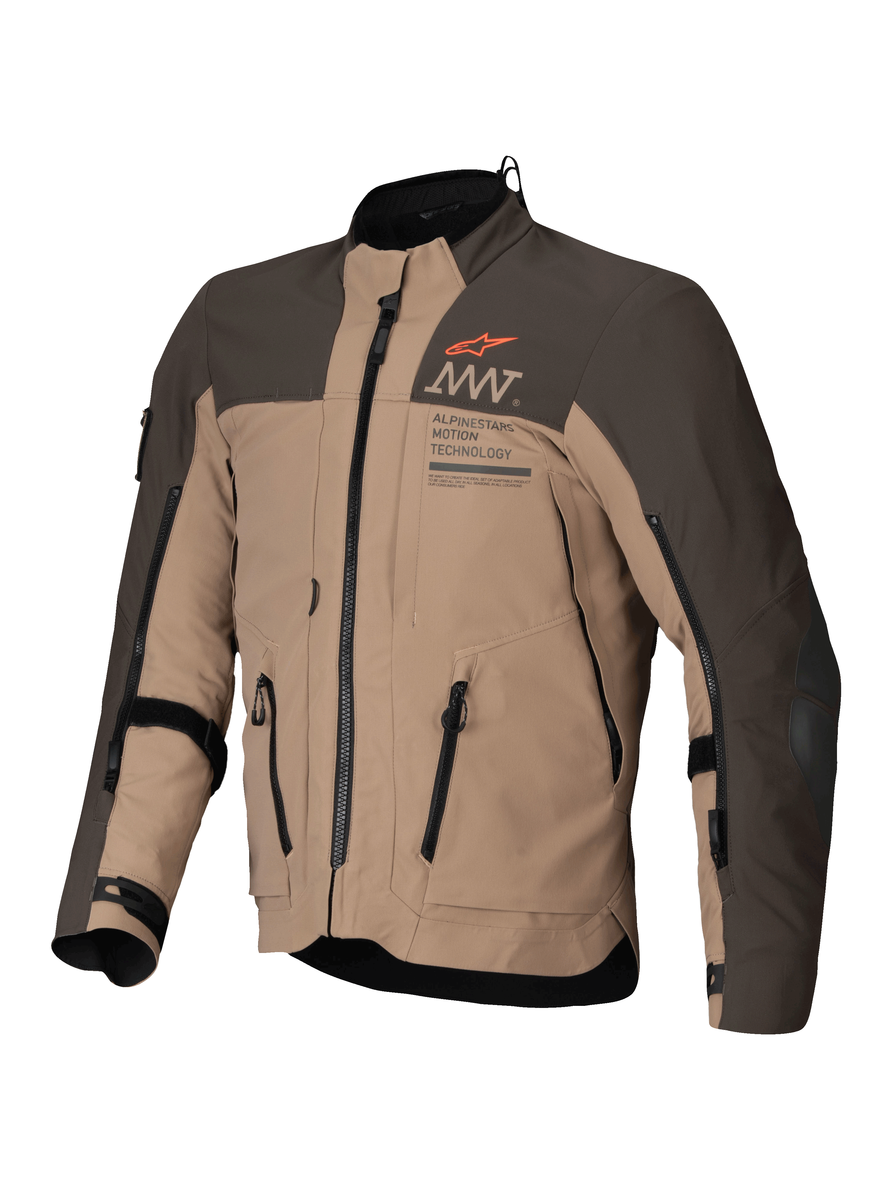 Giacca Alpinestars AMT-8 Stretch Drystar® XF, giacca da moto adventure touring da uomo, marrone scuro e cachi scuro, certificata CE classe AA con costruzione in tessuto elasticizzato e ventilazione