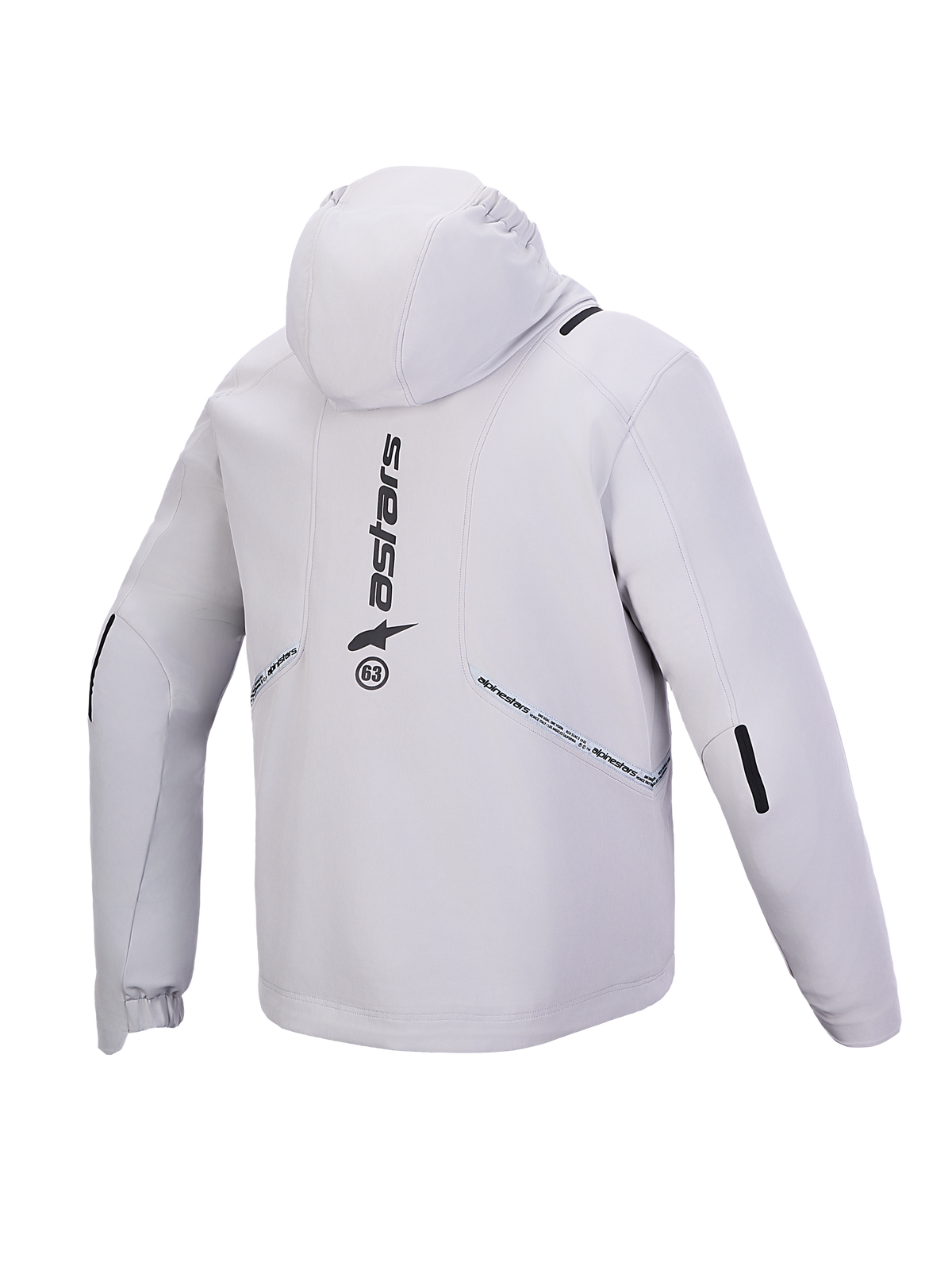 Alpinestars C 5 Drystar Giacca, giacca da moto impermeabile con cappuccio integrato, vista posteriore, grigio chiaro e nero, softshell certificato CE Classe A