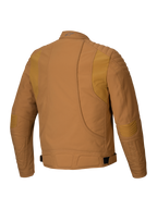 Giacca Alpinestars Clayton WR, giacca da moto, Utility Brown Light Gold, vista posteriore con imbottiture trapuntate su spalle e gomiti, linee curve ergonomiche e cinghie regolabili in vita, abbigliamento da moto urbano