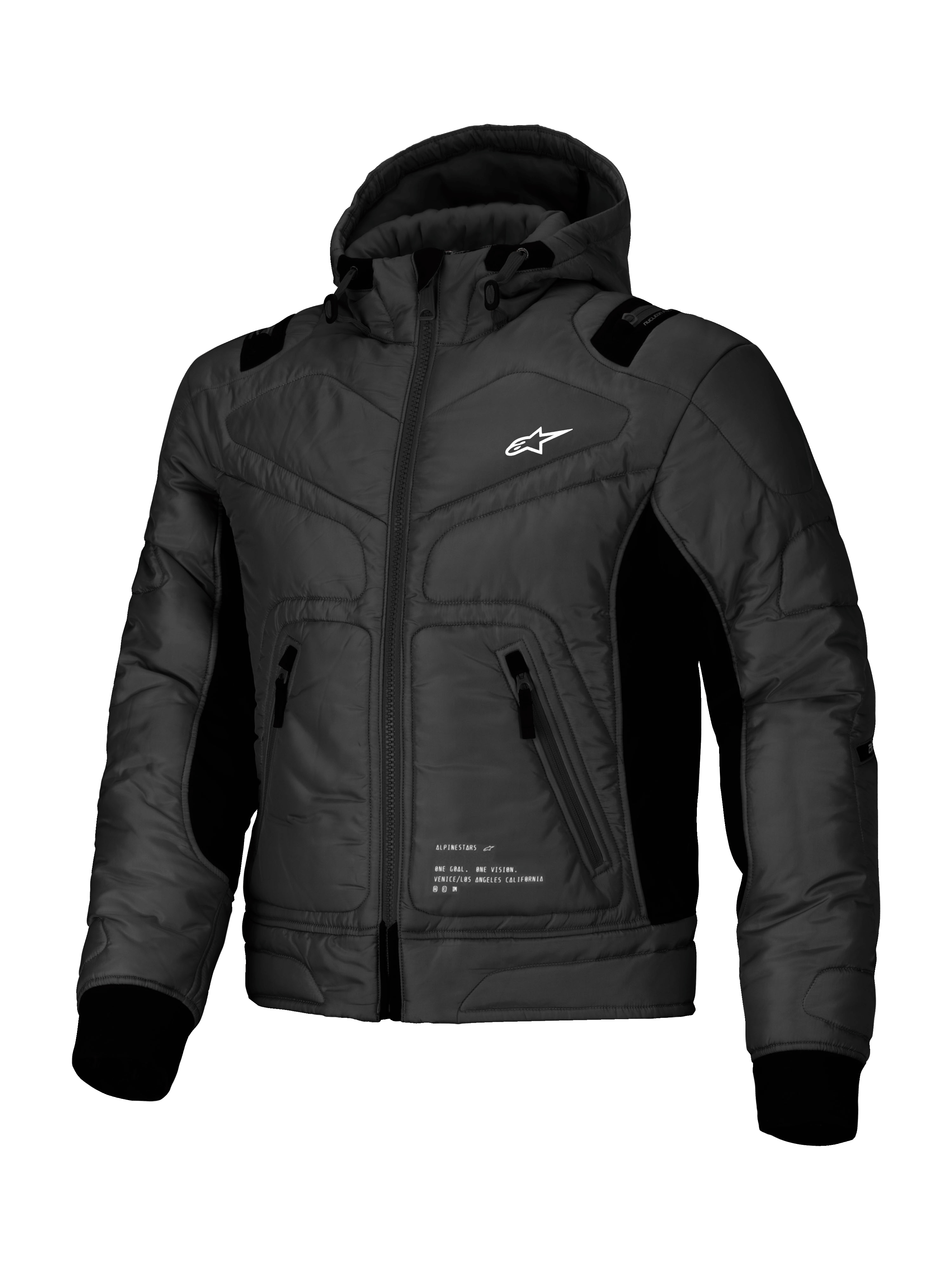 Alpinestars Giacca Mohobbs Impermeabile, giacca da moto urbana stile bomber da uomo, nera, con costruzione trapuntata in tessuto, cappuccio integrato e protezione certificata CE