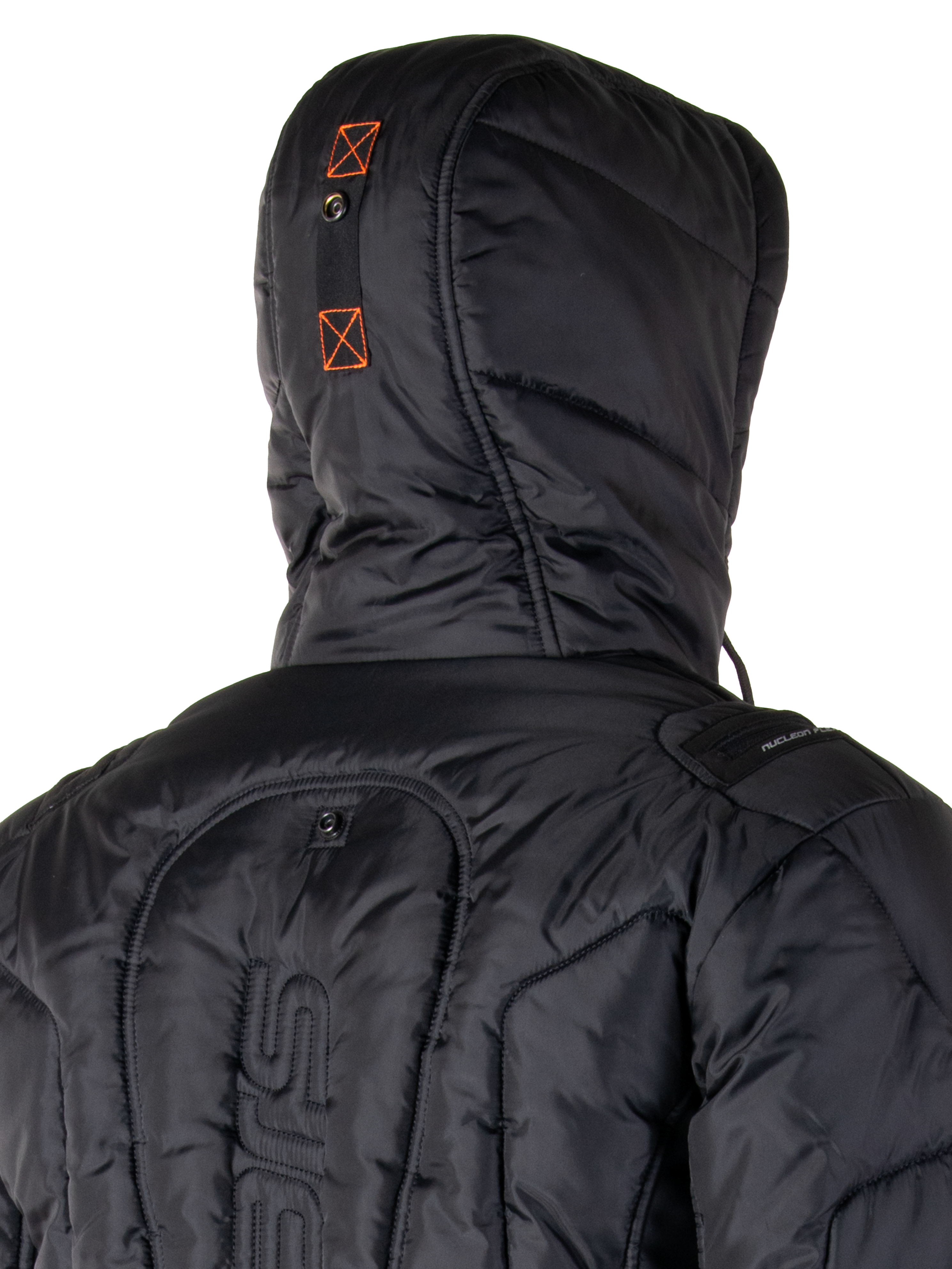 Alpinestars Mohobbs Waterproof Jacket, giacca bomber da moto imbottita, nero e arancione fluo, texture trapuntata con imbottitura isolante, dotata di cappuccio e cerniera frontale, streetwear urbano contemporaneo per la guida