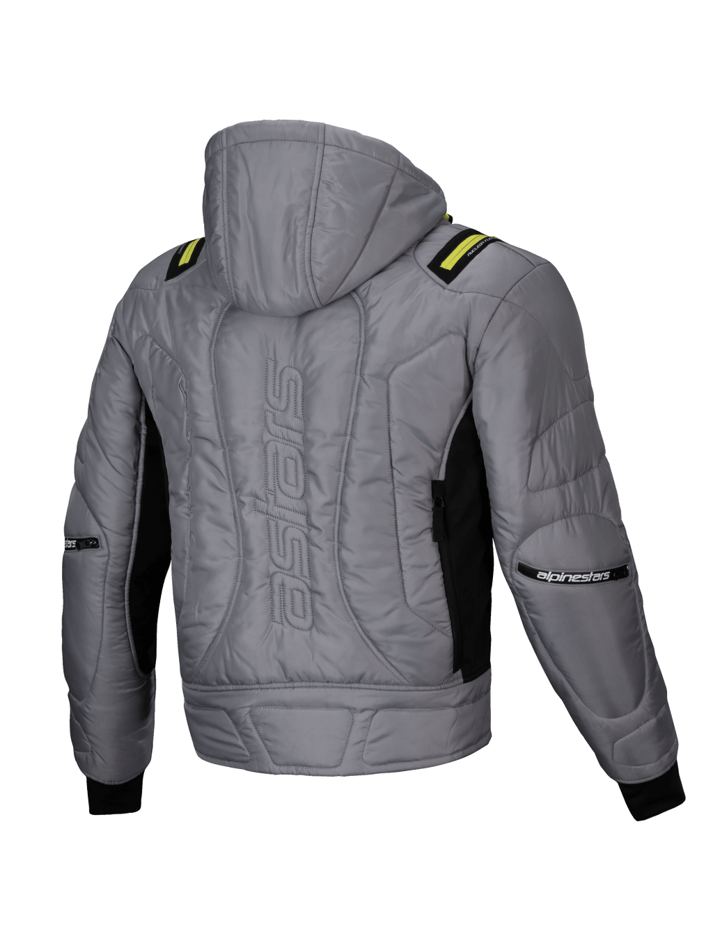 Alpinestars Giacca Mohobbs Impermeabile, giacca da moto urban bomber con cappuccio, uomo, grigio e lime, imbottita trapuntata con marchio astars sul retro