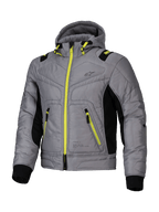 Alpinestars Giacca Mohobbs Impermeabile, giacca da moto urbana in stile bomber da uomo, grigio chiaro e verde lime con dettagli neri, impermeabile e certificata CE con protezioni Nucleon Flex Plus