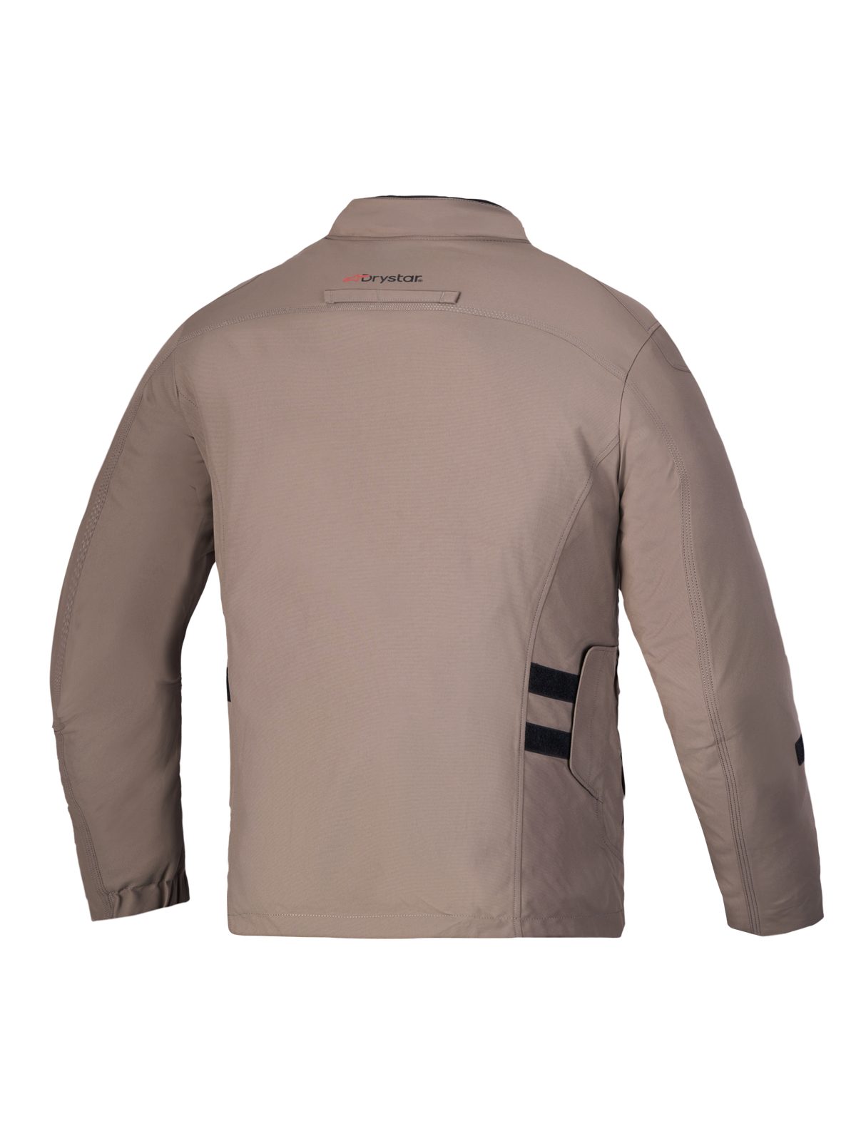 Alpinestars Altan Drystar Giacca, giacca da moto urbana impermeabile da uomo, vista posteriore con colorazione marrone scuro e nero, marchio Drystar e linguette di regolazione in vita