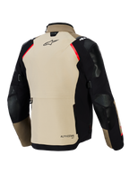 Giacca Alpinestars Andes Pro Drystar® XF, vista posteriore, color noce e nero con accenti rossi, pannelli rinforzati su spalle e gomiti, ampia tasca posteriore e marchio Alpinestars, abbigliamento moto adventure touring