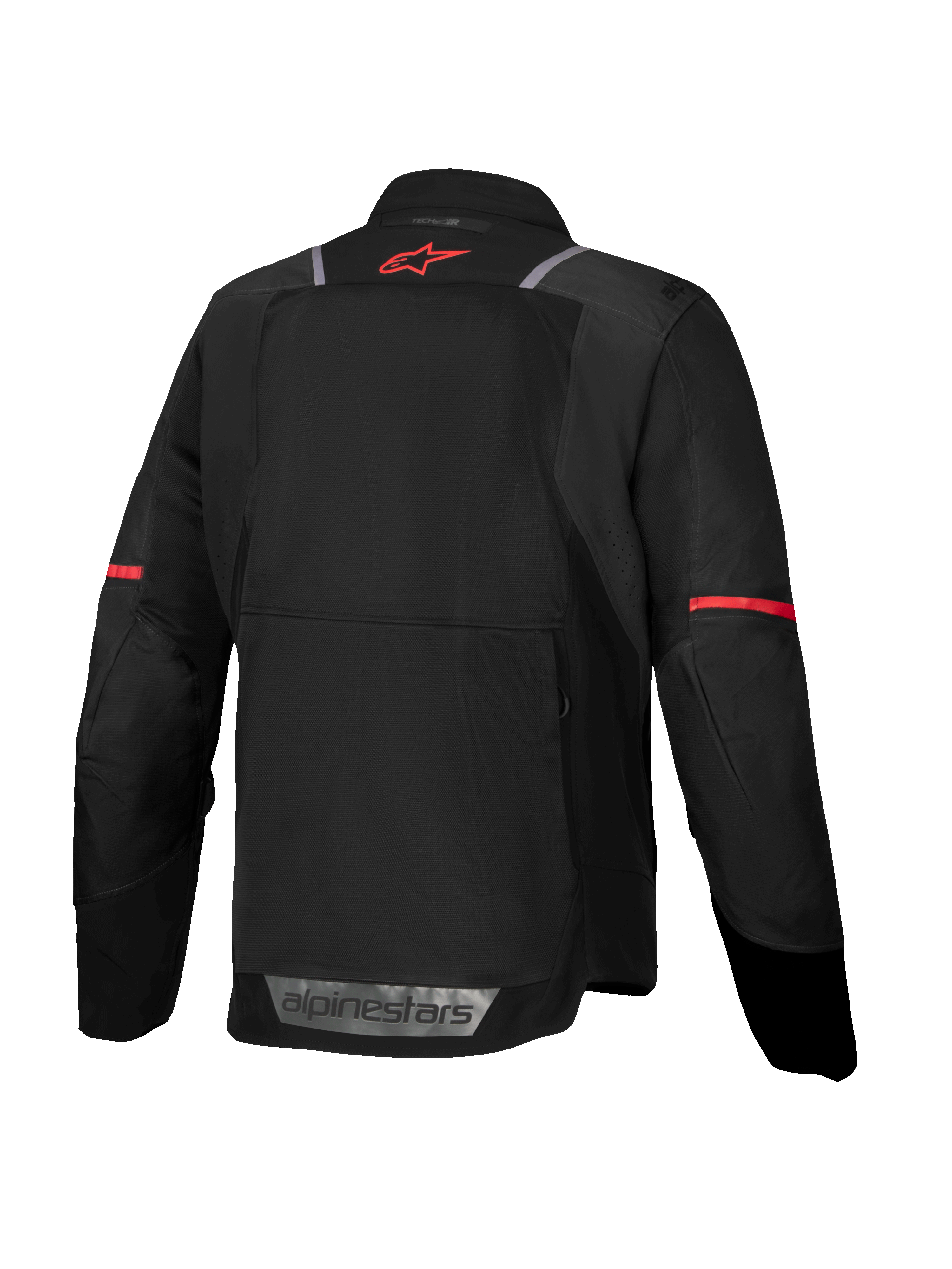 Alpinestars Giacca ST-2 Air, vista posteriore, giacca da moto touring da uomo, nera e rossa, con mesh e dettagli riflettenti.