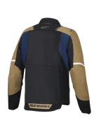 Alpinestars Giacca ST-2 Air, giacca da moto touring estiva da uomo, vista posteriore con pannelli in rete ventilata, blu scuro, marrone cachi e nero, certificata CE livello AA e predisposta per Tech-Air