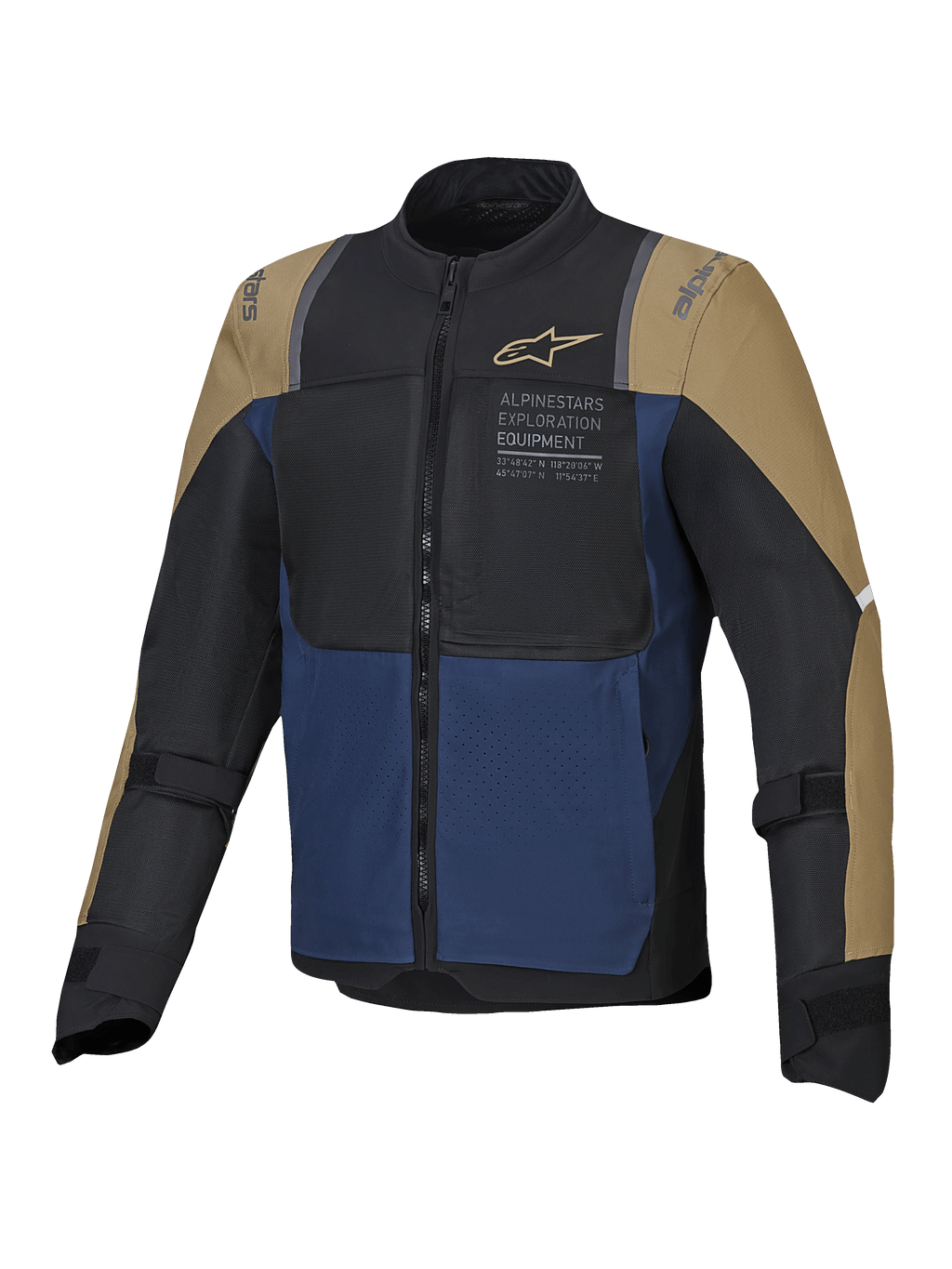 Alpinestars Giacca ST-2 Air, giacca da moto touring estiva, blu scuro, kaki scuro e nero, certificata CE livello AA, con ventilazione in rete e predisposizione Tech-Air
