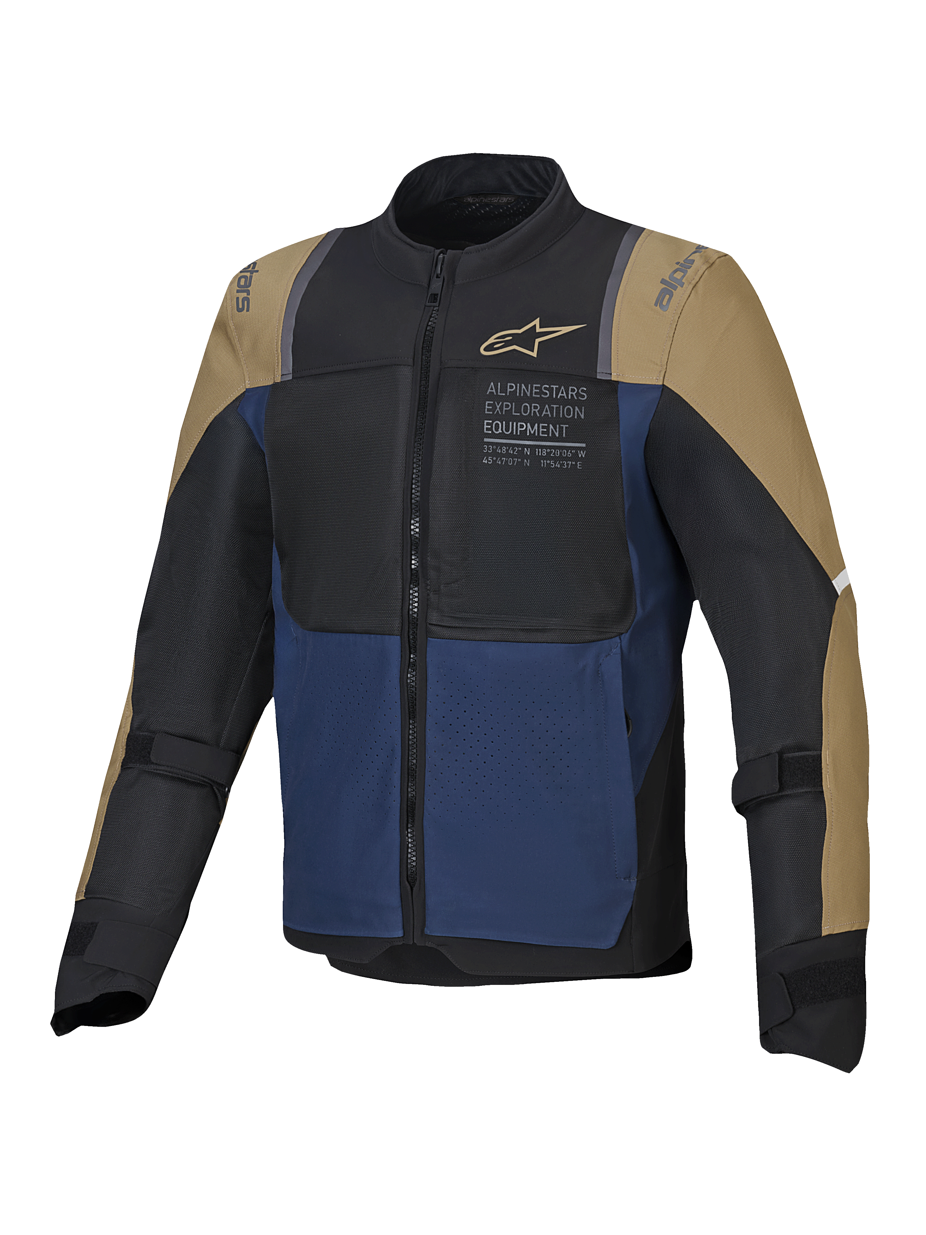 Alpinestars Giacca ST-2 Air, giacca da moto touring estiva, blu scuro, kaki scuro e nero, certificata CE livello AA, con ventilazione in rete e predisposizione Tech-Air