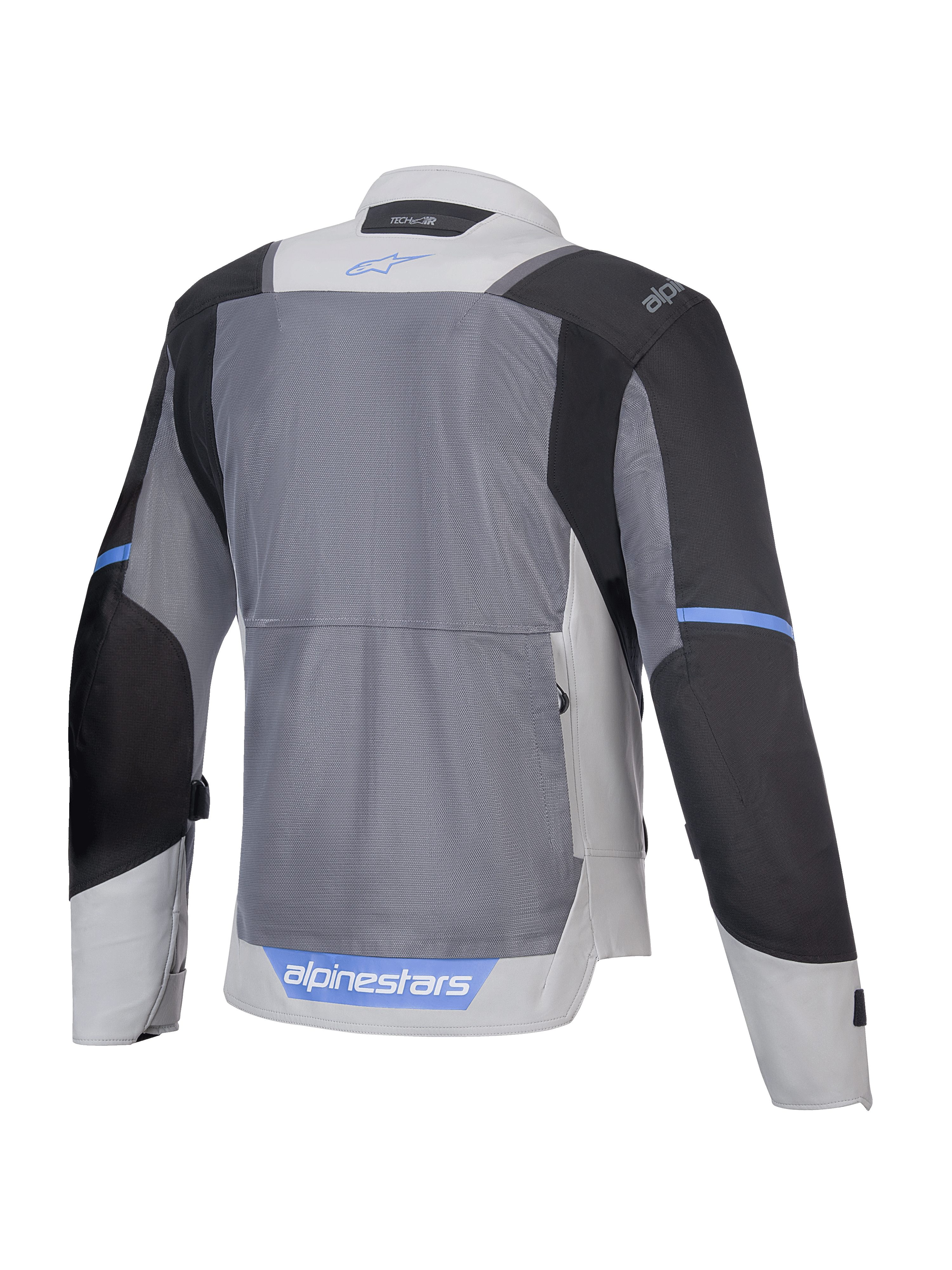 Alpinestars Giacca ST-2 Air, giacca moto touring, vista posteriore con pannelli in mesh traspirante, grigio ghiaccio, grigio scuro e nero, certificata CE livello AA, compatibile Tech-Air