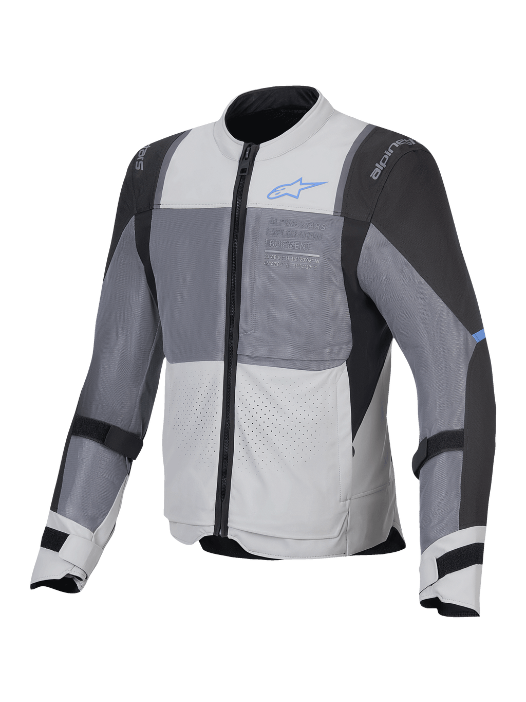 Alpinestars Giacca ST-2 Air, giacca da moto touring estiva da uomo, grigio ghiaccio, grigio scuro e nero, con ampi pannelli in mesh ventilati e protezioni certificate