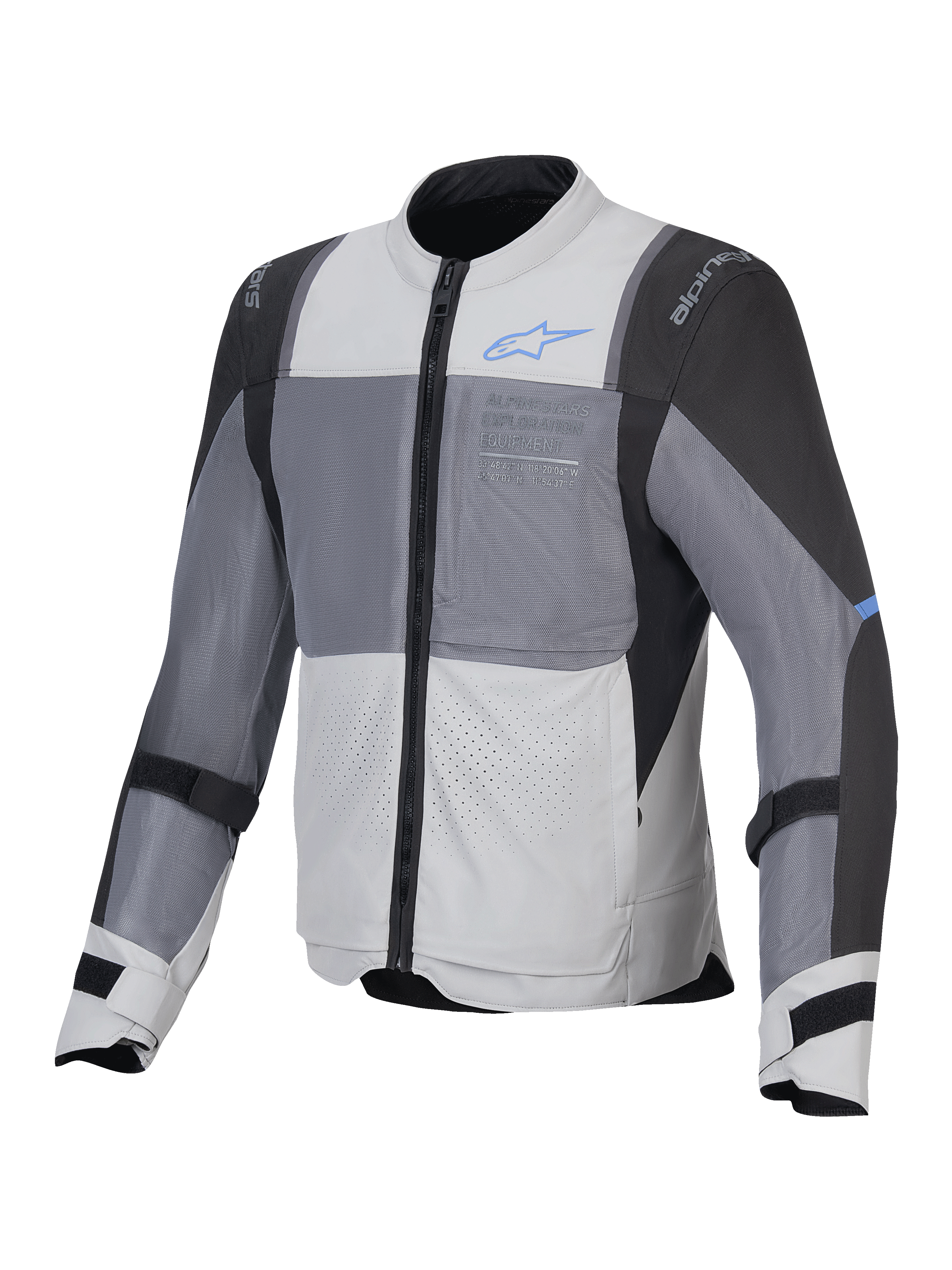 Alpinestars Giacca ST-2 Air, giacca da moto touring estiva da uomo, grigio ghiaccio, grigio scuro e nero, con ampi pannelli in mesh ventilati e protezioni certificate
