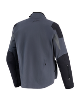 Alpinestars Maxdura Drystar®XF Laminated Armored Shell, giacca tecnica da moto adventure, grigio scuro e nero, vista posteriore con pannelli rinforzati su spalle e gomiti, piccolo logo A-star sulla parte superiore della schiena e marchio verticale sulla manica.