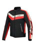 Alpinestars Giacca T-Dyno Resistente All’Acqua, giacca da moto in tessuto da uomo, nera, rosso vivo ed ecrù, con vestibilità biker vintage e dettagli protettivi