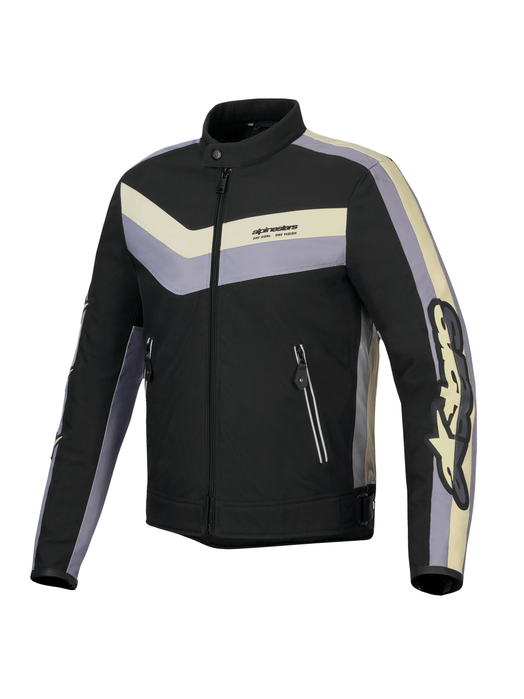 Alpinestars Giacca T-Dyno Resistente All'Acqua, giacca da moto in tessuto da uomo, nero, grigio scuro ed ecru, certificata CE con vestibilità biker vintage