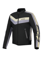 Alpinestars Giacca T-Dyno Resistente All'Acqua, giacca da moto in tessuto da uomo, nero, grigio scuro ed ecru, certificata CE con vestibilità biker vintage