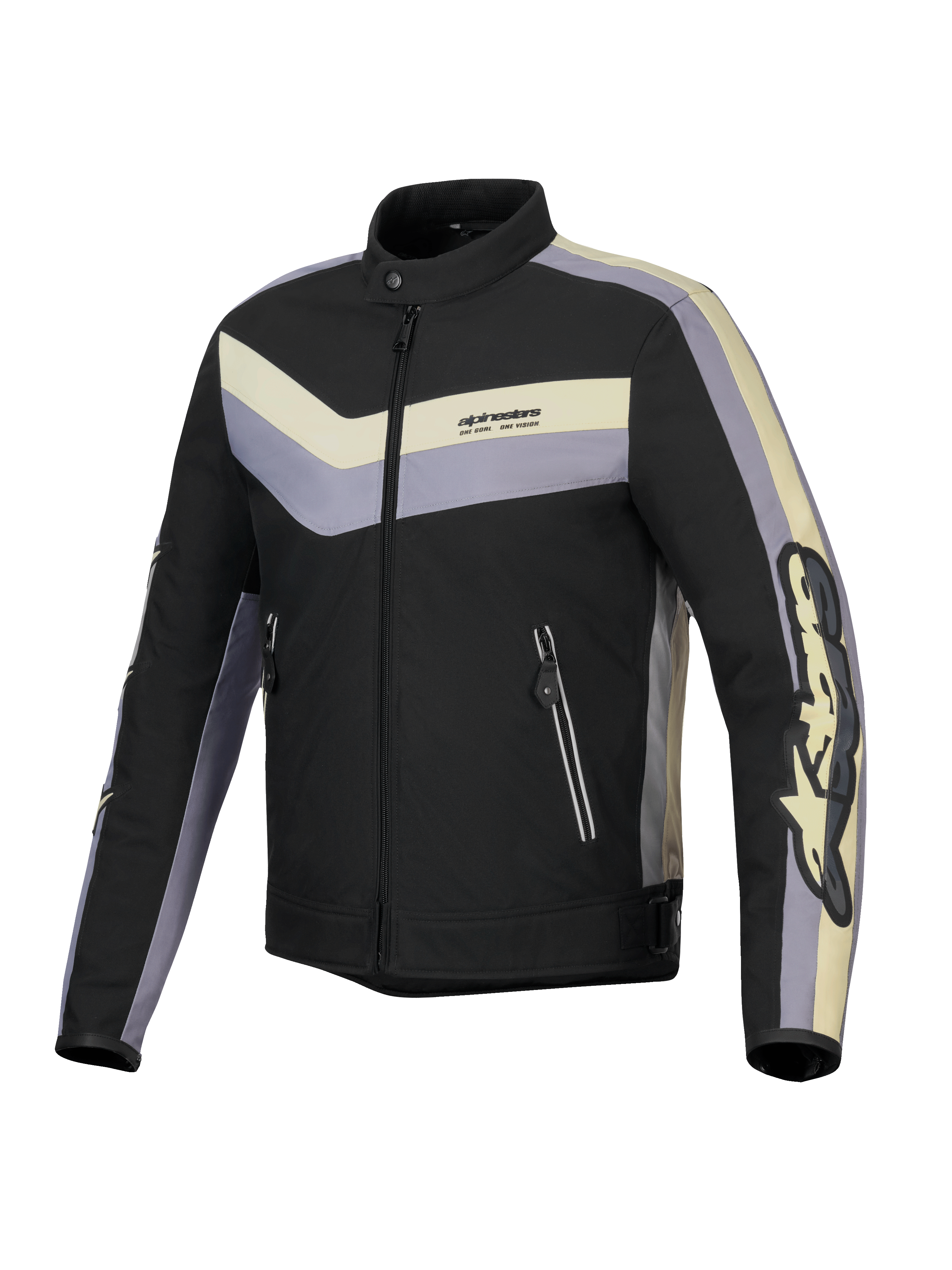 Alpinestars Giacca T-Dyno Resistente All'Acqua, giacca da moto in tessuto da uomo, nero, grigio scuro ed ecru, certificata CE con vestibilità biker vintage