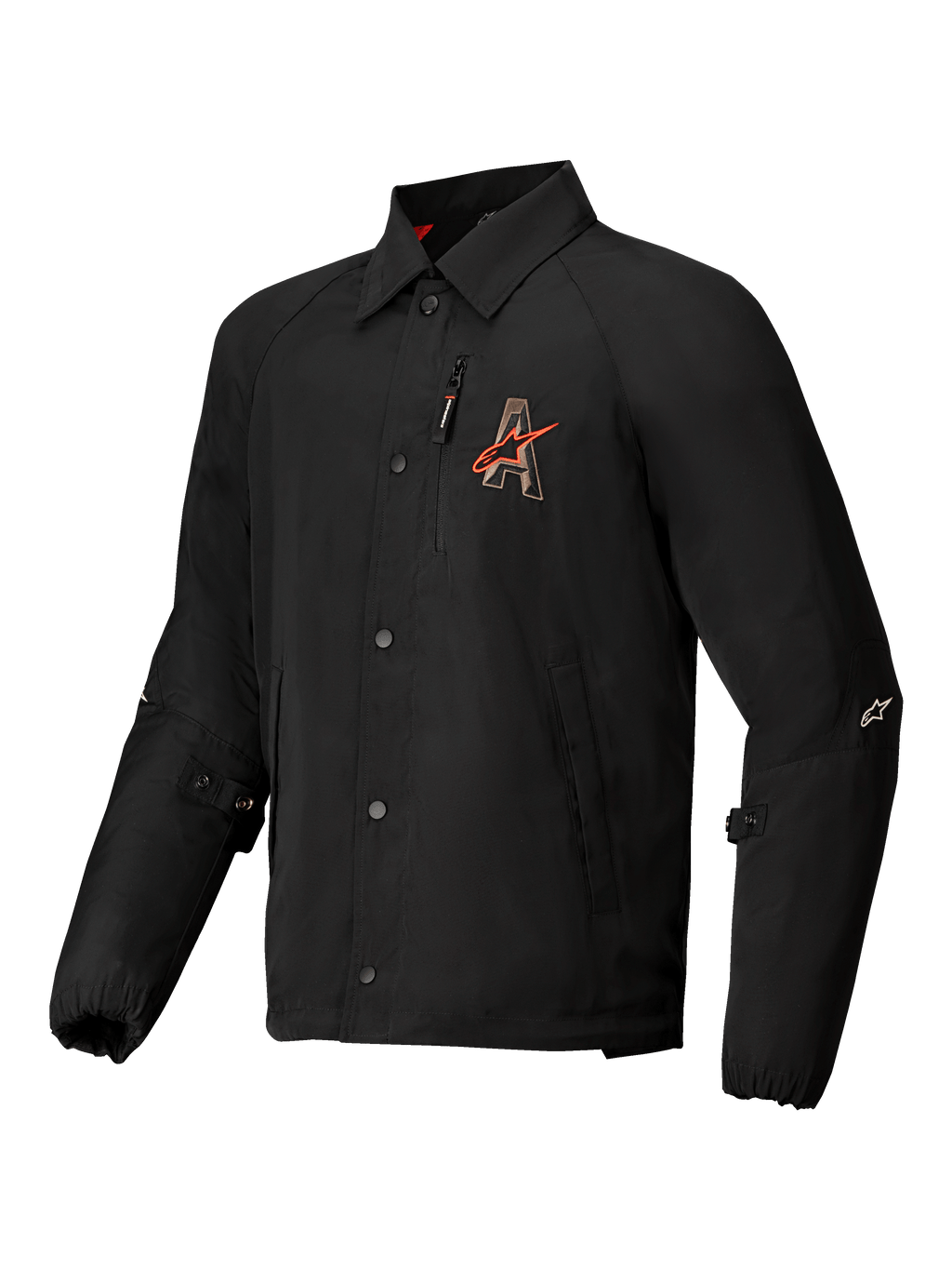 Alpinestars Revved WR Jacket, giacca da moto urbana resistente all'acqua, nera con ricamo e bottoni a pressione, certificata CE Livello A con protezioni Nucleon Flex Plus