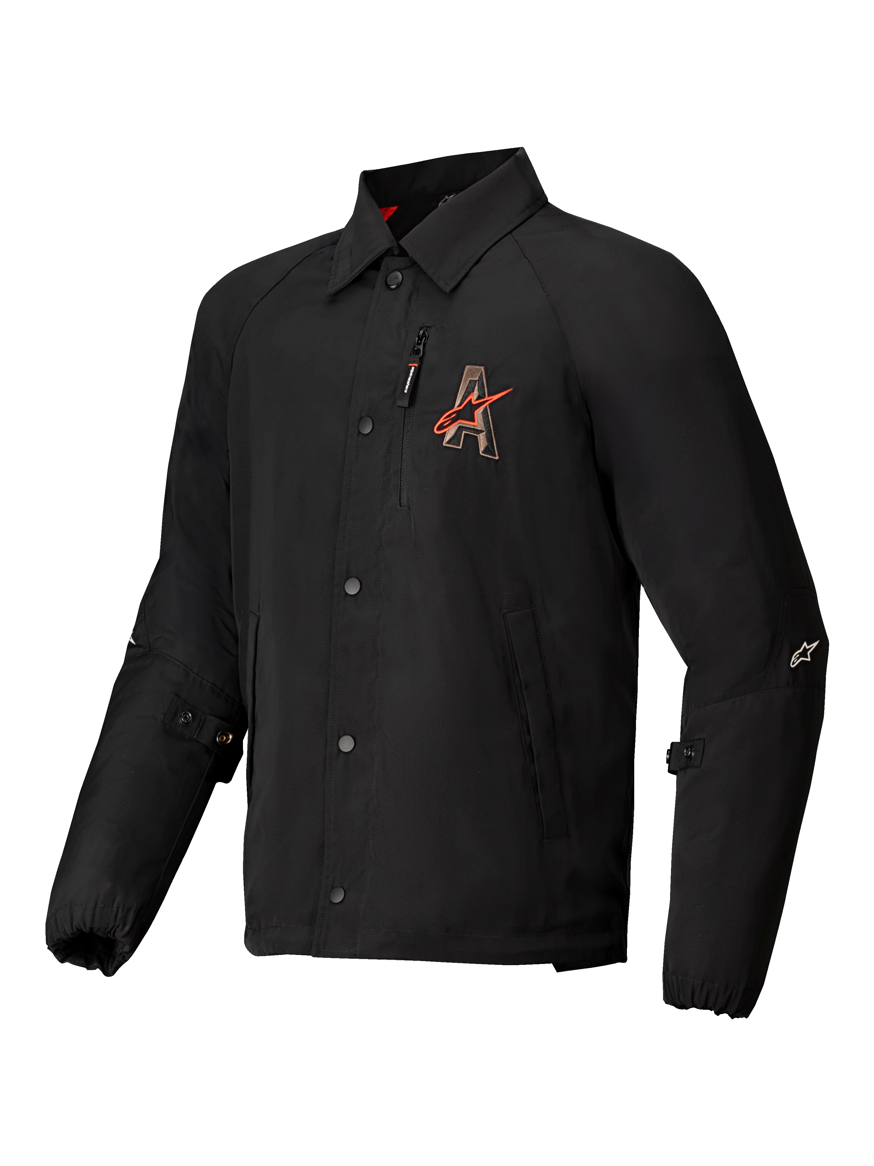 Alpinestars Revved WR Jacket, giacca da moto urbana resistente all'acqua, nera con ricamo e bottoni a pressione, certificata CE Livello A con protezioni Nucleon Flex Plus