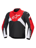 Giacca Alpinestars Honda T-Jaws V4 Wp, giacca tecnica da moto impermeabile, nero, rosso brillante e bianco, con un grande logo Astar bianco sul petto e marchio Honda sulle maniche, design sportivo con colletto alto e cerniera frontale