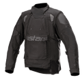 Giacca Alpinestars Halo Drystar®, giacca da moto adventure nera, colletto tecnico, doppie zip sul petto, ampia patta frontale con discreto logo Astars, spalle e gomiti rinforzati, abbigliamento touring impermeabile multistagione