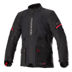 Alpinestars Monteira Drystar XF Jacket, giacca da moto adventure touring, nero e rosso acceso, costruzione laminata impermeabile, dotata di tasche multiuso e cinghie regolabili, tessuto resistente per protezione in ogni condizione atmosferica