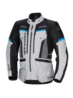 Alpinestars Giacca Bogotá Pro Drystar®, giacca da moto adventure touring da uomo, grigio ghiaccio e nero con accenti ciano, impermeabile, Tech-Air® Ready, certificata CE.