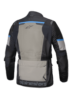 Alpinestars Giacca Andes Air Drystar®, giacca da moto adventure touring da uomo, vista posteriore con ampia ventilazione in rete 2D e grande tasca portaoggetti, nero, grigio e blu, certificata CE