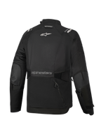 Alpinestars Giacca Donna Stella Andes V4 Drystar®, nero, vista posteriore, dotata di ampia tasca portaoggetti posteriore, logo Alpinestars bianco sulla parte superiore della schiena e branding testuale sulla parte inferiore, cinghie regolabili in vita e sulle braccia, resistente giacca adventure touring in tessuto