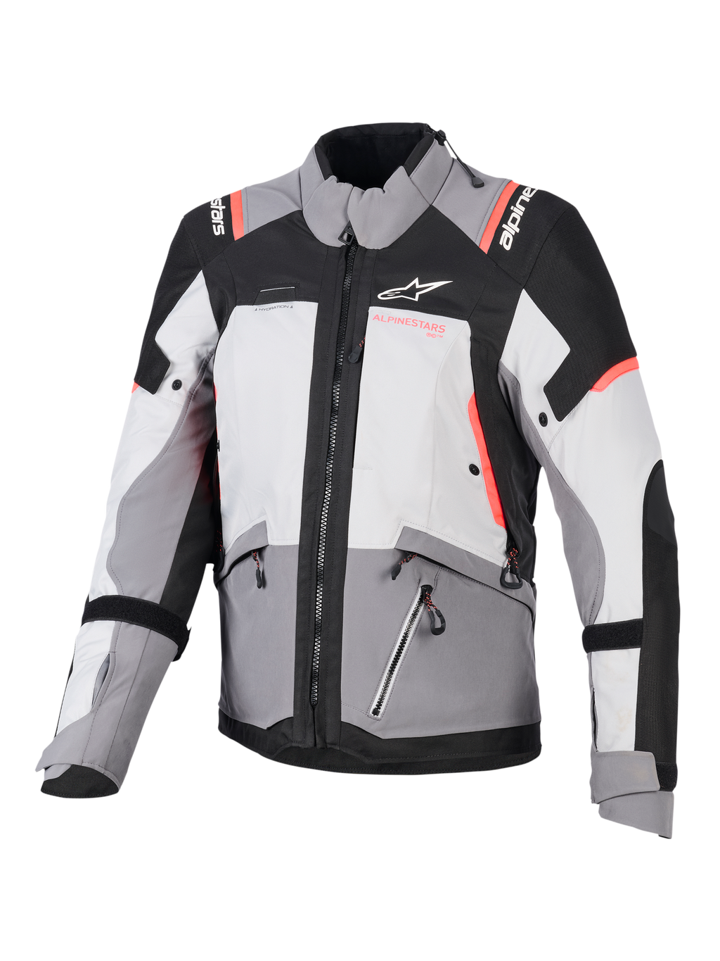 Alpinestars giacca Stella Andes V4 Drystar, giacca da moto adventure donna, grigia e nera con dettagli corallo, impermeabile.