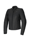 Giacca da donna Alpinestars Isla WR, nera, giacca da moto in tessuto con vestibilità aderente, finitura opaca con dettagli trapuntati su spalle e avambracci, chiusura frontale con zip, due tasche con zip, colletto alto da biker, abbigliamento urban contemporaneo