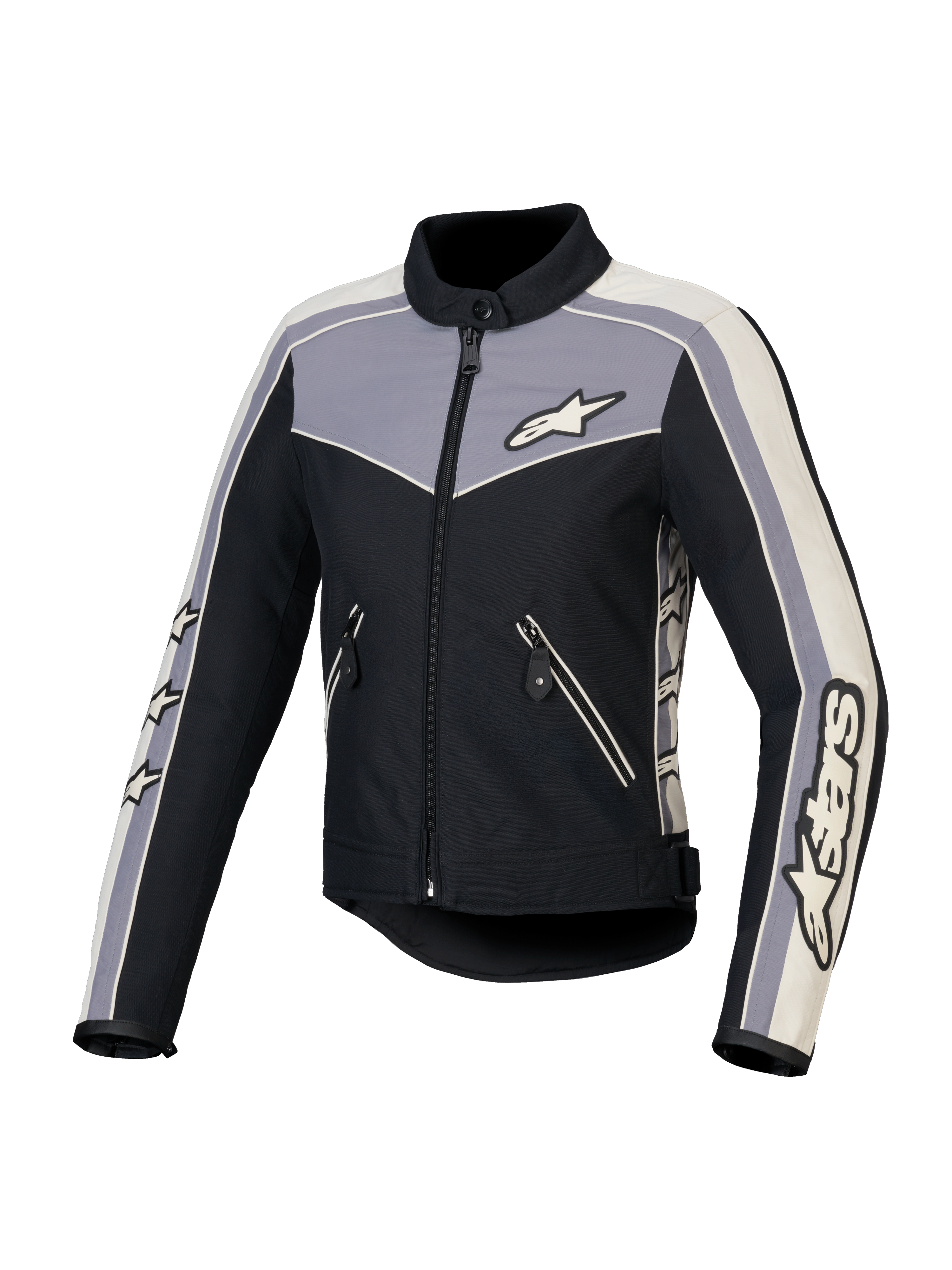 Alpinestars Giacca Stella T-Dyno Resistente All'Acqua, giacca da moto in tessuto da donna, nera, grigio scuro ed ecru, certificata CE con struttura resistente all'acqua