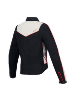 Alpinestars Giacca Stella T-Dyno Resistente All'Acqua, giacca da moto in tessuto da donna, vista posteriore con fit biker vintage, nero, écru e rosso vivo, protezione certificata CE