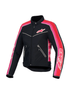Alpinestars Giacca Stella T-Dyno Resistente All'Acqua, giacca da moto in tessuto da donna, nera, rosso vivo e fucsia, vestibilità biker vintage, resistente all'acqua