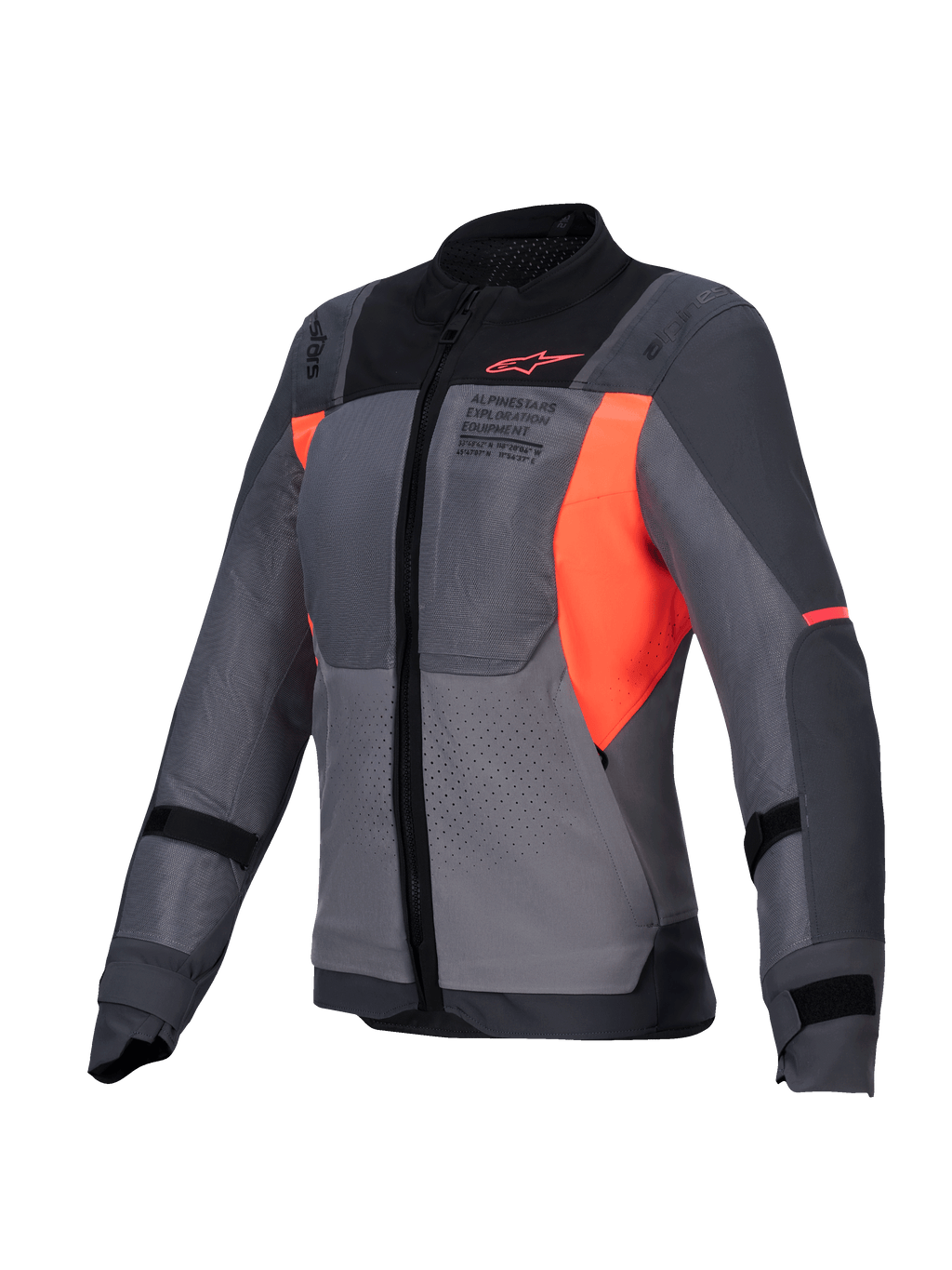 Alpinestars Giacca Stella ST-2 Air, giacca da moto touring estiva da donna, grigio scuro e grigio profondo con dettagli arancione fluo, ventilata in rete tecnica e predisposta per airbag, certificata CE livello AA