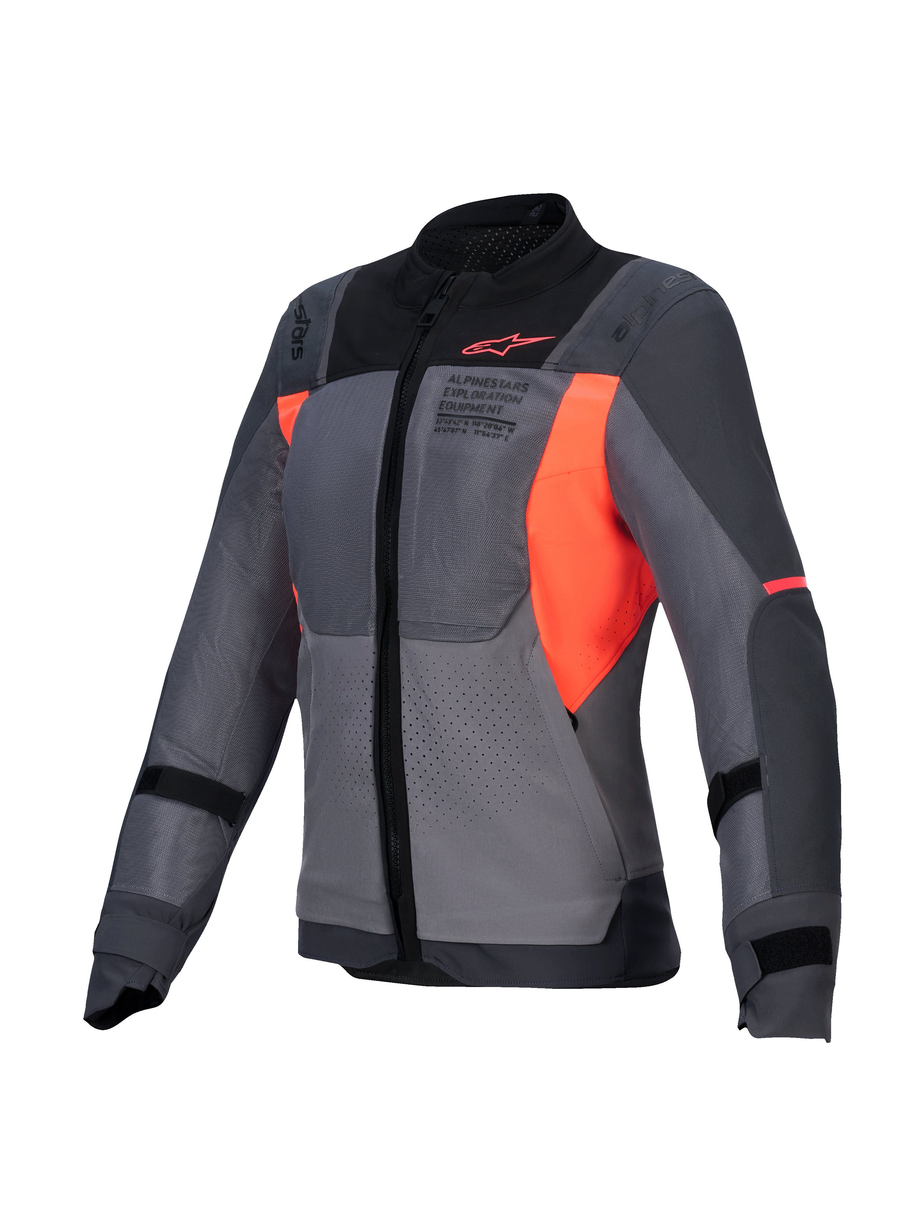 Alpinestars Giacca Stella ST-2 Air, giacca da moto touring estiva da donna, grigio scuro e grigio profondo con dettagli arancione fluo, ventilata in rete tecnica e predisposta per airbag, certificata CE livello AA
